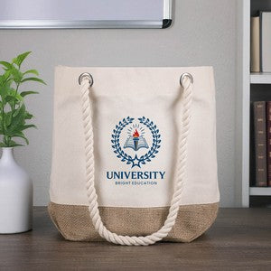 12 Oz. Astoria Cotton Canvas Tote w/Jute Bottom