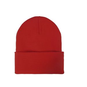 Knit Beanie w/ PU Leather Patch
