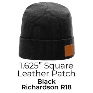 Full-Grain Leather Patches Beanie | Choose Patch Shape | Choose Color | Richardson R15 or R18