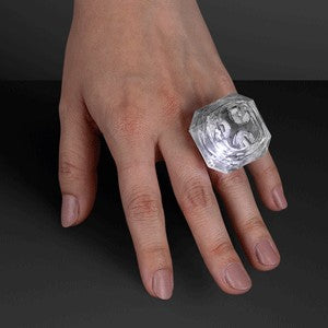 White Princess Cut Huge Diamond LED Rings - BLANK