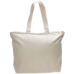 12 oz. Canvas Tote Bag w/ Gusset & Zipper Closure Pocket Bag (20" X15"x5")