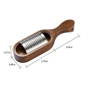 Stainless Steel Cheese Grater Wood Storage With Handle
