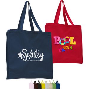 Classic Canvas Book Tote Bag w/Gusset USA Decorated (14"x15"x4")