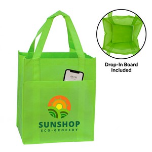 90+ GSM Reusable Shopper Tote with Front Pocket | Lime Green