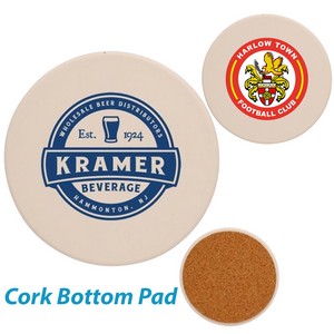 4" USA Printed Round Ceramic Coaster w/Custom Logo