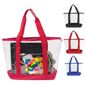 Clear Zipper Tote Security Bag w/Pocket