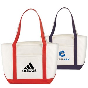 Nautical Cotton Canvas Boat Bag W/ Gusset (19" X 13" X 7")