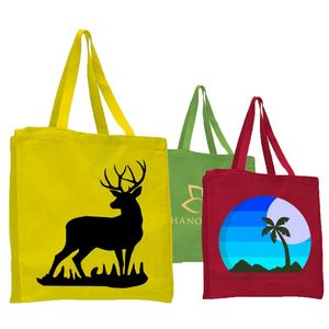 Classic Canvas Book Tote Bag w/Gusset USA Decorated (14"x15"x4")
