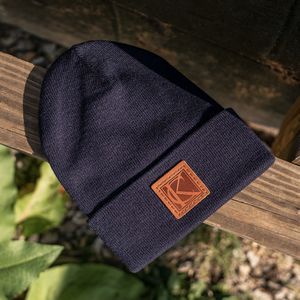 Full-Grain Leather Patches Beanie | Choose Patch Shape | Choose Color | Richardson R15 or R18