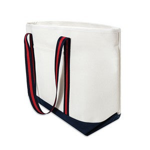 Natural Beige/Navy Blue/Red Side View