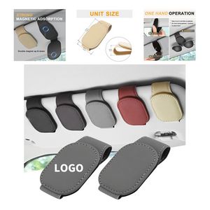 Full Leather Magnetic Sunglass Holder Visor Sunglasses Holder Clip