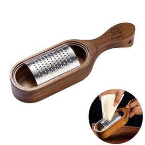 Stainless Steel Cheese Grater Wood Storage With Handle