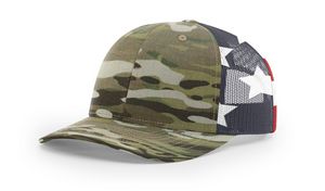 Richardson 862 Multicam Trucker Hat with No Crown Button with Sublimated Patch