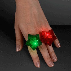LED Sparkling Stars Christmas Rings, Assorted Colors - BLANK