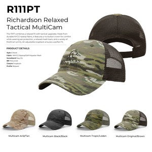Richardson 111PT Relaxed Tactical MultiCam Hats with Embroidery