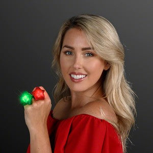 Female model displaying Light Up Assorted-Color Christmas Star LED Ring