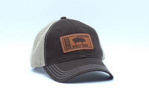 Richardson 111 Garment Washed Unstructured Trucker Hat with Leather Patch