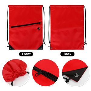 Drawstring Backpack with Front Zipper Pocket