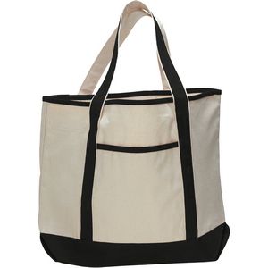 Large Cotton Canvas Zipper Deluxe Tote Bag USA Decorated (22" x 16")