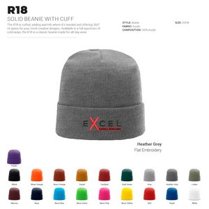 Richardson R18 Cuffed Solid Beanie w/ Embroidery