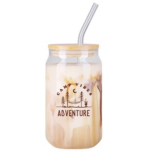 Capote 16 oz Glass and Bamboo To Go Tumbler with Straw