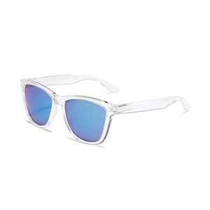 Transparent framed ice blue lens