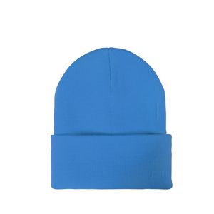Knit Beanie w/ PU Leather Patch