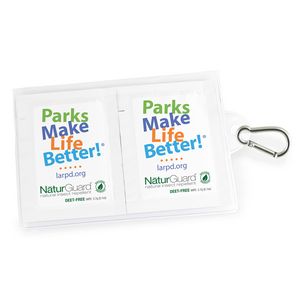 GoPac™ with 3 NaturGuard™ Natural Insect Repellent Wipes, with Carabiner, Label Imprint