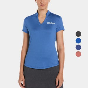 Callaway® Moisture Wicking Fine Line Stripe Women's Golf Polo Shirt with Custom Logo