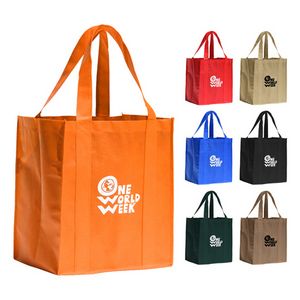 Large Gusset Square Reusable Non-Woven Grocery Tote Bag (12.6"x13"x8.75)