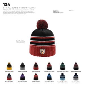 Richardson 134 Striped Cuffed Beanie with Pom