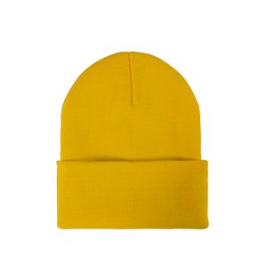 Knit Beanie w/ PU Leather Patch
