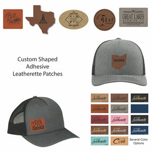 Custom Shaped Leatherette Patches with Adhesive