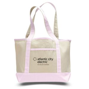 Small Deluxe Shopping Cotton Canvas Tote Bag USA Decorated (18.5" x 12")