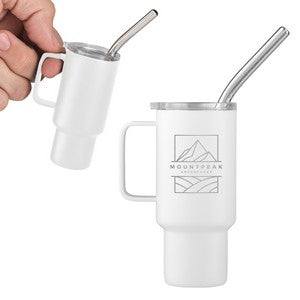 2 Oz. Mini Stainless Steel Tumbler With Straw