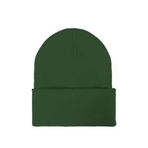 Knit Beanie w/ PU Leather Patch