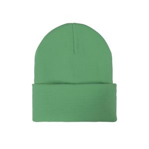 Knit Beanie w/ PU Leather Patch