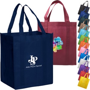 Non-Woven Totes w/Gusset, Reusable Grocery Shopping Tote Bag (13"x15"x10")