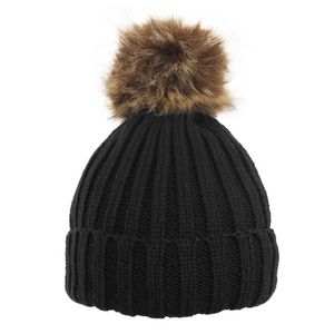 Cable Knit Beanie w/Removable Pom