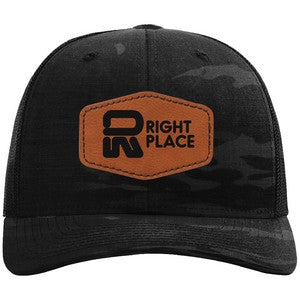 Richardson 112PT 6-Panel Printed Tactical Snapback Trucker Hat w/ Leatherette Patches or Embroidery
