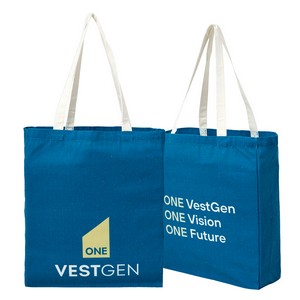 8 Oz. Sublimated Poly Canvas Shopping Tote Bag w/ Gusset (14" x 16" x 4")