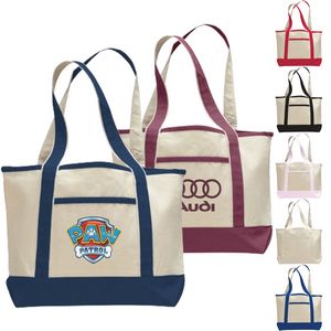 Small Deluxe Shopping Cotton Canvas Tote Bag USA Decorated (18.5" x 12")