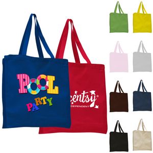 Classic Canvas Book Tote Bag w/Gusset USA Decorated (14"x15"x4")