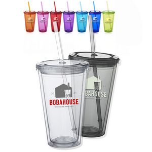 16 Oz. Double Wall Acrylic Tumblers w/Straws