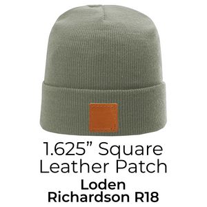 Full-Grain Leather Patches Beanie | Choose Patch Shape | Choose Color | Richardson R15 or R18