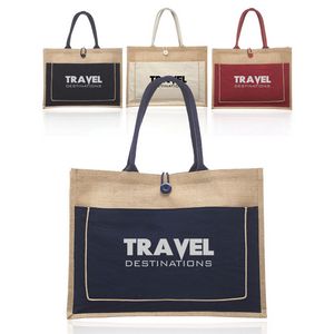 Cotton Pocket Jute Tote Bags (17.75"x13.75")