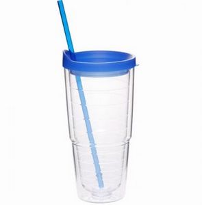 24 Oz. Double Wall Solid Clear Orbit Acrylic Tumblers