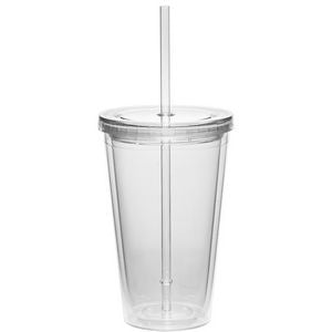 16 Oz. Double Wall Acrylic Tumblers w/Straws