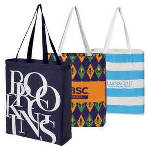 8 Oz. Sublimated Poly Canvas Shopping Tote Bag w/ Gusset (14" x 16" x 4")