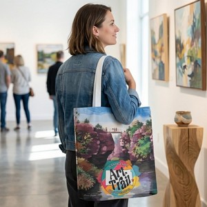 8 Oz. Sublimated Poly Canvas Shopping Tote Bag w/ Gusset (14" x 16" x 4")